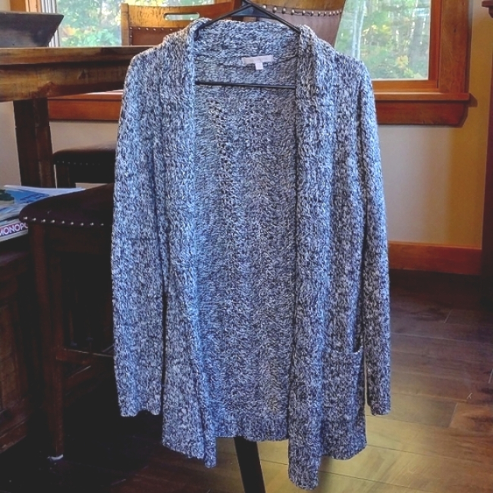 Gray Knit Open Cardigan, Size L
